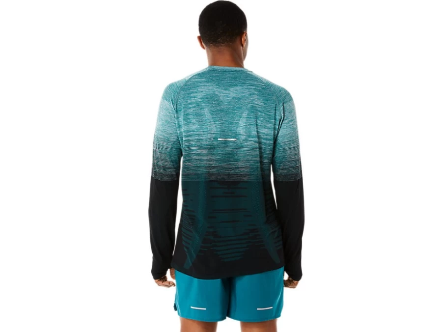 ASICS Men's Seamless Long Sleeve Top - Velvet Pine/Performance Black - Performance Athletic Shirt