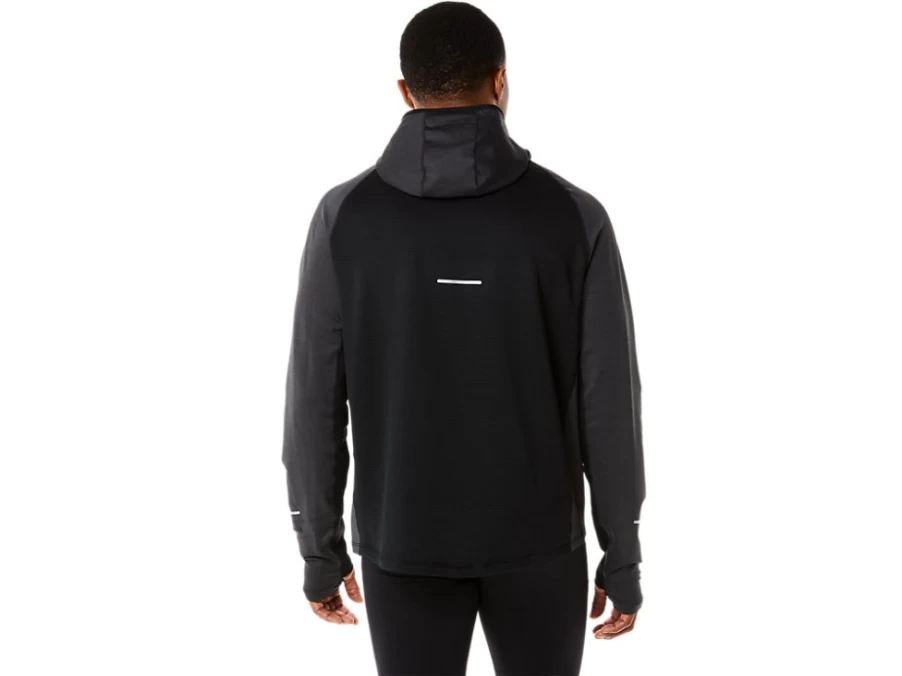 ASICS Men's Performance Black Heather Winter Running Hoodie - Long Sleeve Thermal Workout Top