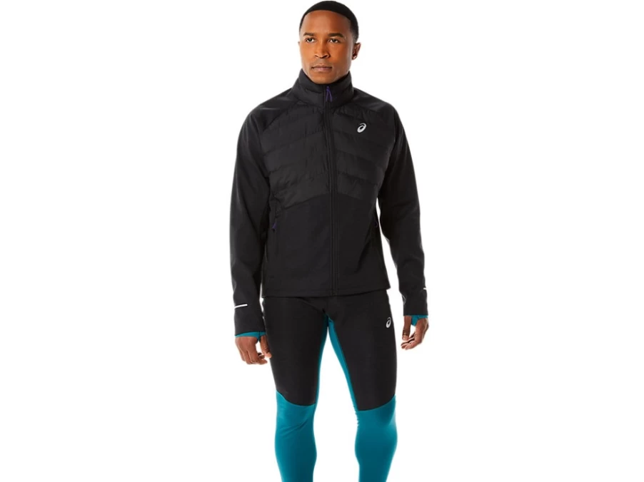 ASICS Men's Performance Black Heather Winter Running Jacket for Cold Weather Training