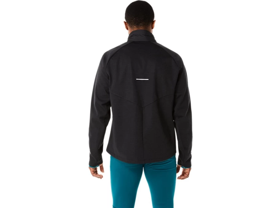 ASICS Men's Performance Black Heather Winter Running Jacket for Cold Weather Training