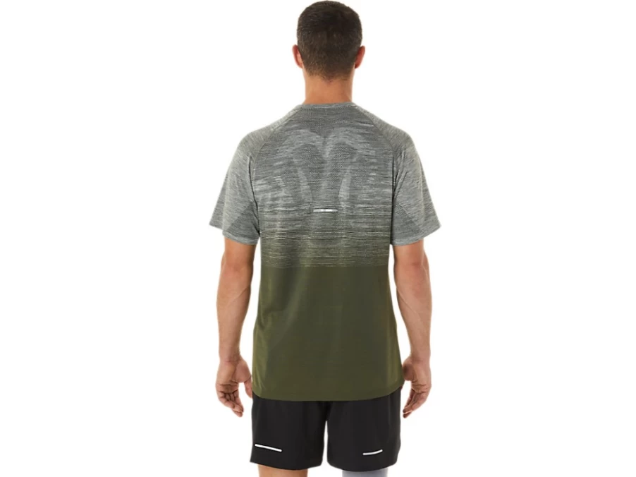ASICS Men's Seamless Short Sleeve Top - Lichen Green & Mantle Green Athletic Shirt
