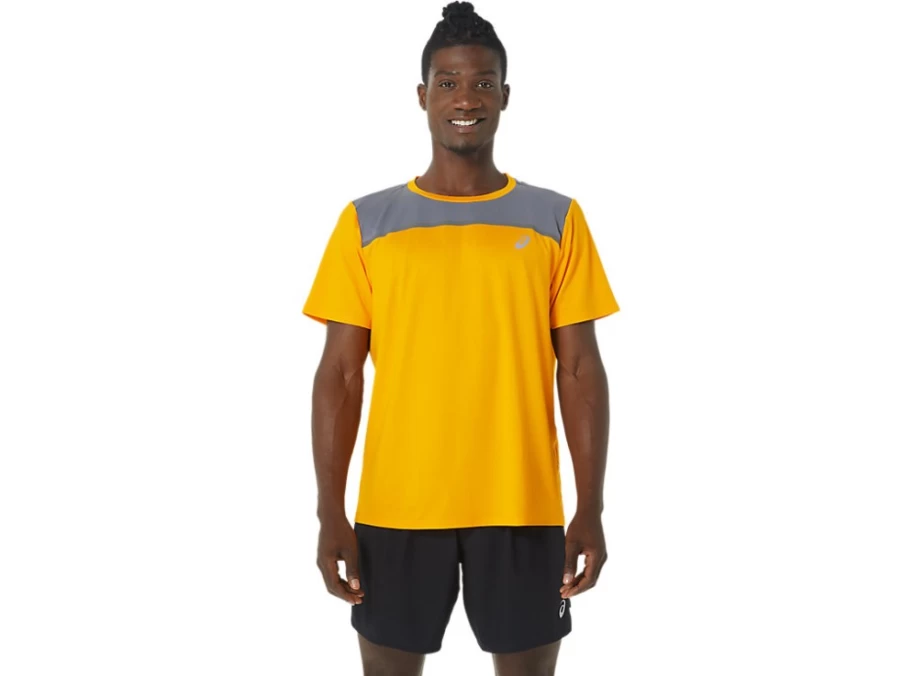 ASICS Men's PR LYTE Short Sleeve Shirt - Amber/Metropolis Athletic Top
