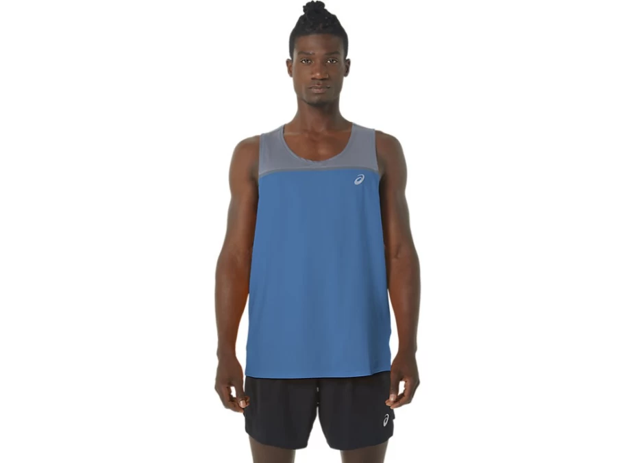 ASICS Men's PR Lyte Singlet - Azure/Metropolis Running Top for Men