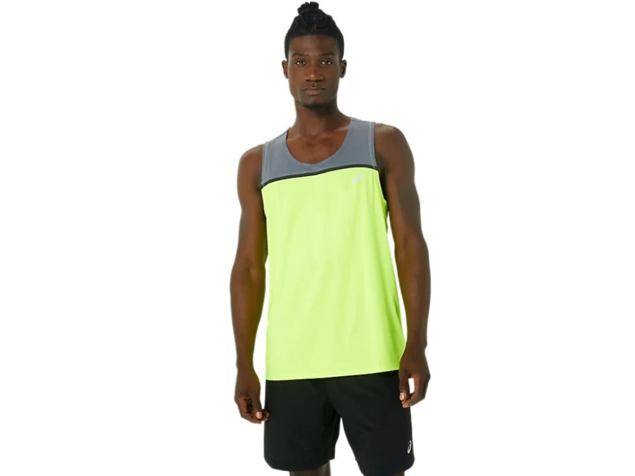 ASICS Men's PR Lyte Singlet - Safety Yellow/Metropolis Running Top for Men