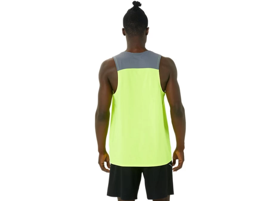 ASICS Men's PR Lyte Singlet - Safety Yellow/Metropolis Running Top for Men