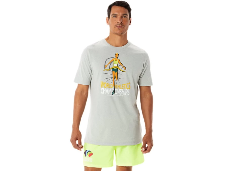 ASICS Men's Light Grey Heather M GRAPHIC Short Sleeve WCH T-Shirt