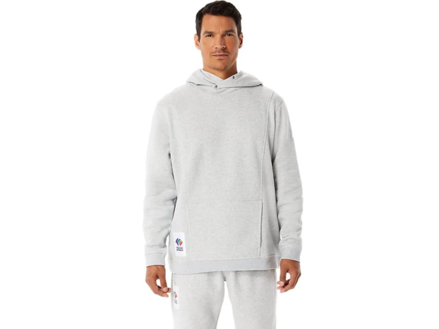 ASICS Men's Light Grey Heather Fleece Hoodie - M Sunday WCH Pullover Sweatshirt