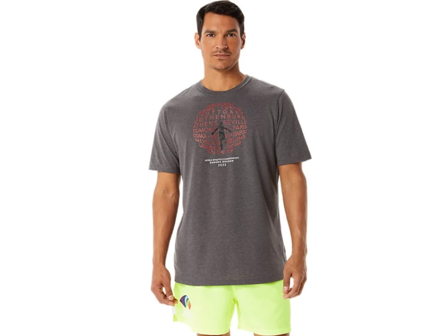 ASICS Men's M Graphic Short Sleeve T-Shirt in Dark Grey Heather