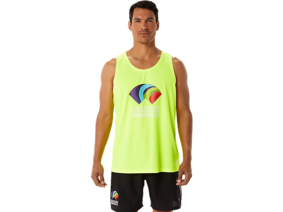 ASICS Men's M READY-SET II Singlet in Safety Yellow - Running Top for Athletic Performance