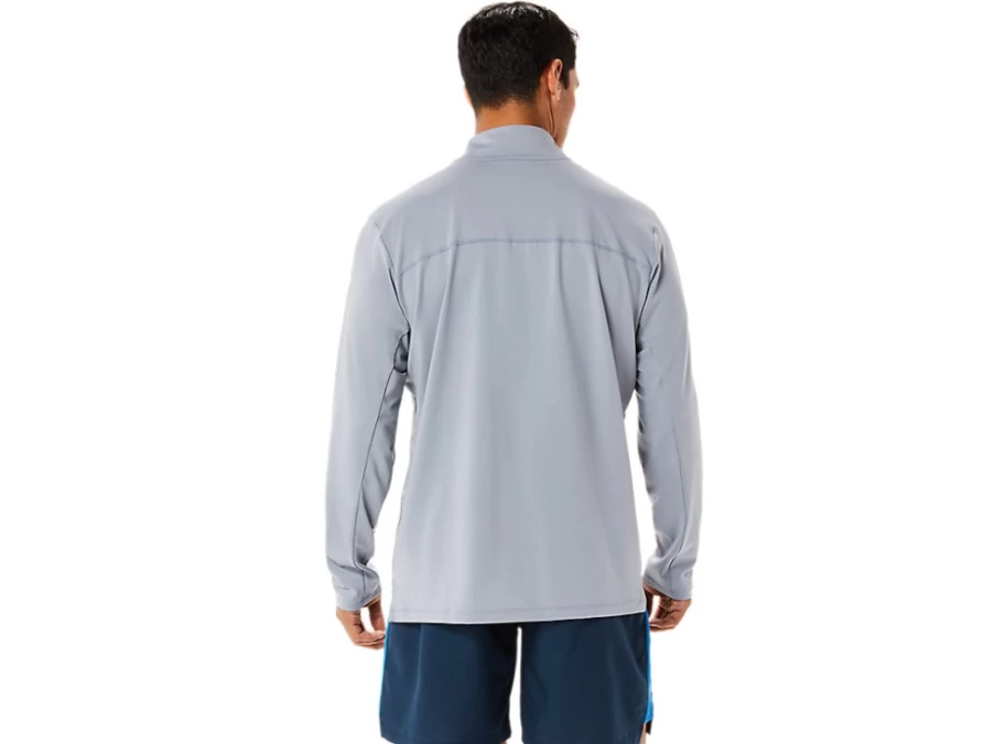 ASICS Men's Ready-Set Half Zip Pullover - Sheet Rock/Lake Drive Lightweight Running Jacket