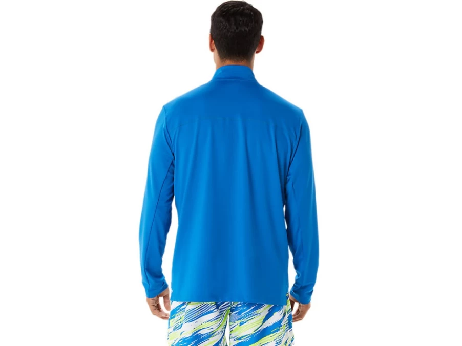 ASICS Men's Ready-Set Half Zip Pullover - Lake Drive/Hazard Green Lightweight Running Jacket