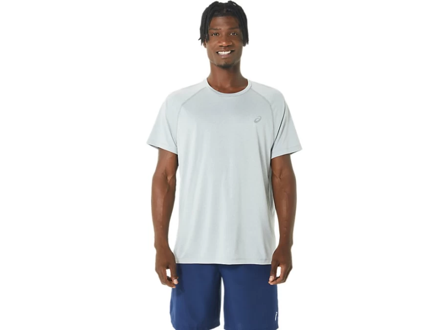 ASICS Men's Ready-Set Lyte Light Grey Heather Short Sleeve Performance T-Shirt