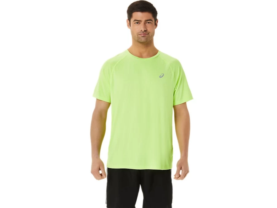 ASICS Men's Ready-Set Lyte Short Sleeve T-Shirt in Hazard Green Heather - Lightweight Performance Top