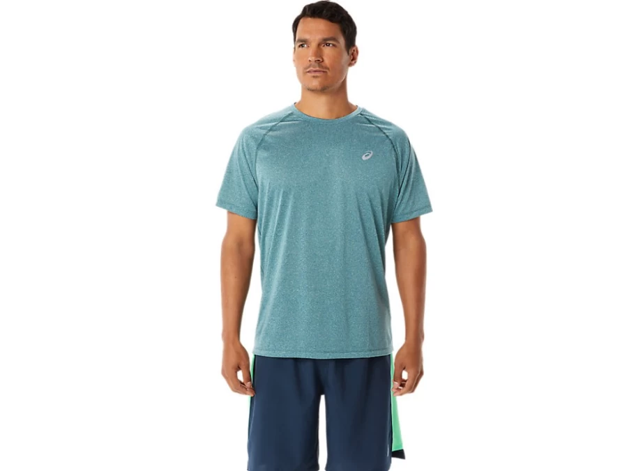 ASICS Men's Ready-Set Lyte Short Sleeve Shirt - Velvet Pine Heather Athletic Tee