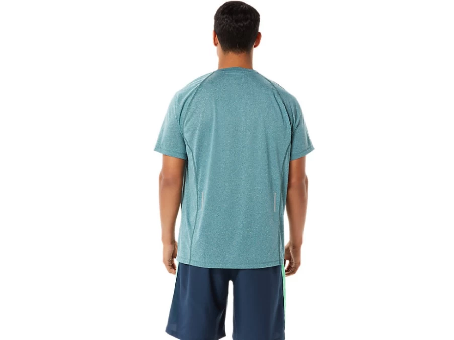 ASICS Men's Ready-Set Lyte Short Sleeve Shirt - Velvet Pine Heather Athletic Tee