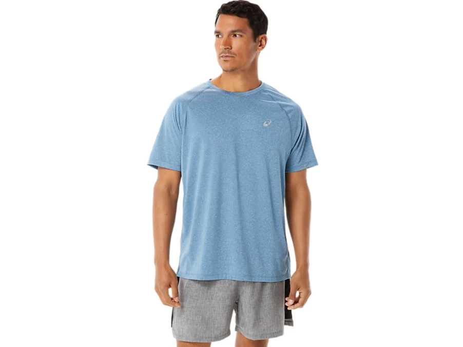 ASICS Men's Ready-Set Lyte Short Sleeve Shirt - Azure Heather