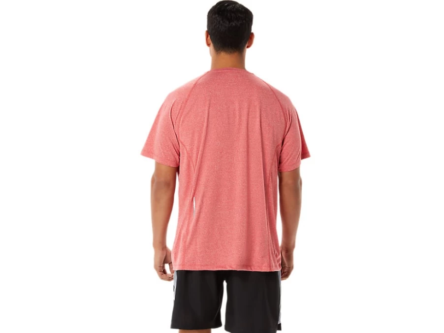 ASICS Men's Ready-Set Lyte Short Sleeve T-Shirt - Classic Red Heather - Lightweight Running Top