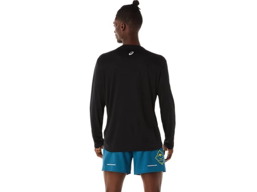 ASICS Men's FujiTrail Performance Black Logo Long Sleeve Running Top