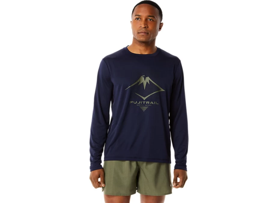 ASICS Men's FujiTrail Midnight Logo Long Sleeve Running Top