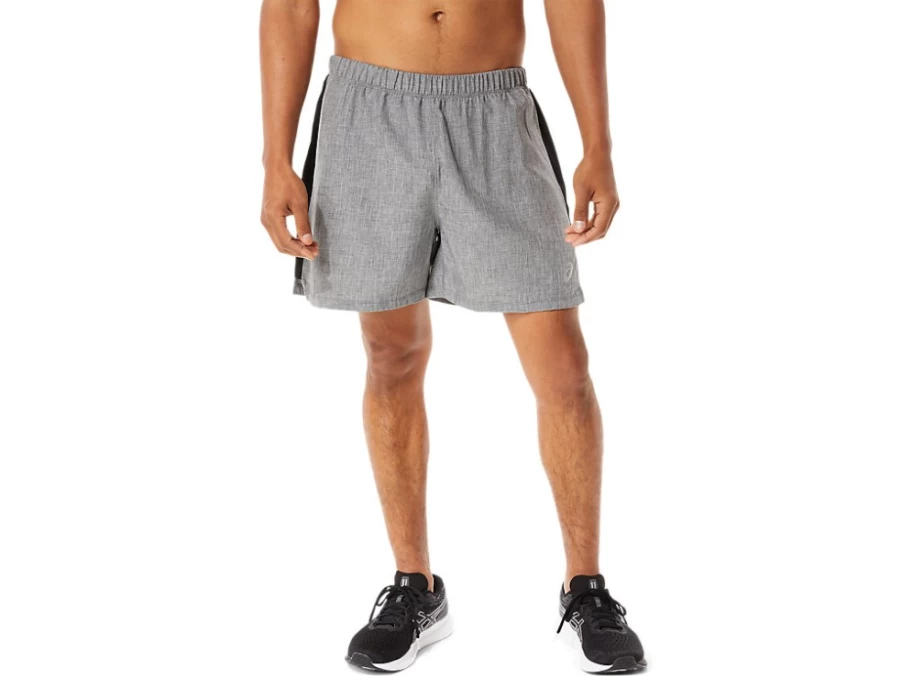 ASICS Men's Ready Set 5-Inch Short - Dark Grey Heather/Performance Black Running Athletic Shorts