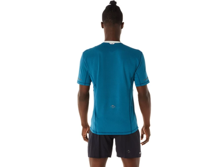 ASICS Men's FujiTrail Short Sleeve Running Shirt - Ink Teal/Light Sage - Lightweight Performance Top