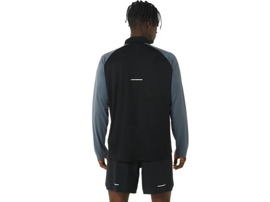 ASICS Men's Performance Black & Carrier Grey 1/2 Zip Icon Long Sleeve Top