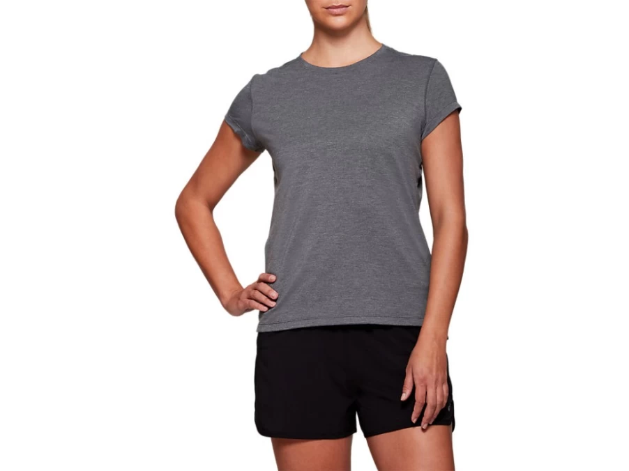 ASICS Women's Dorai Dark Grey Heather Short Sleeve Top