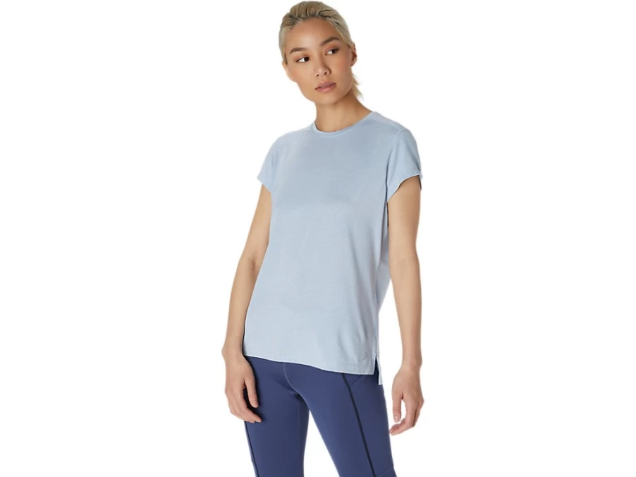 ASICS Women's Dorai Short Sleeve Top in Mist Heather – Lightweight Breathable Tee for Active Lifestyle