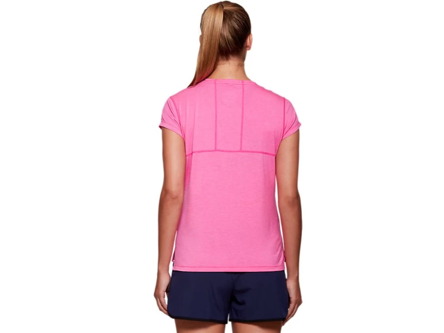 ASICS Women's DORAI Short Sleeve Top in Pink Glo Heather – Lightweight Breathable Tee for Active Lifestyle