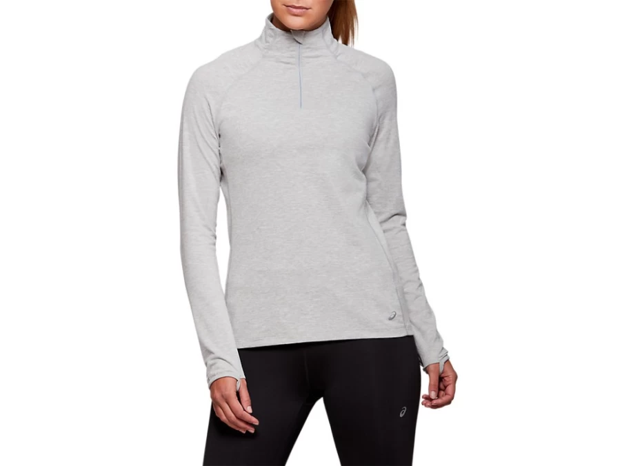 ASICS Women's DORAI Light Grey Heather Quarter Zip Top