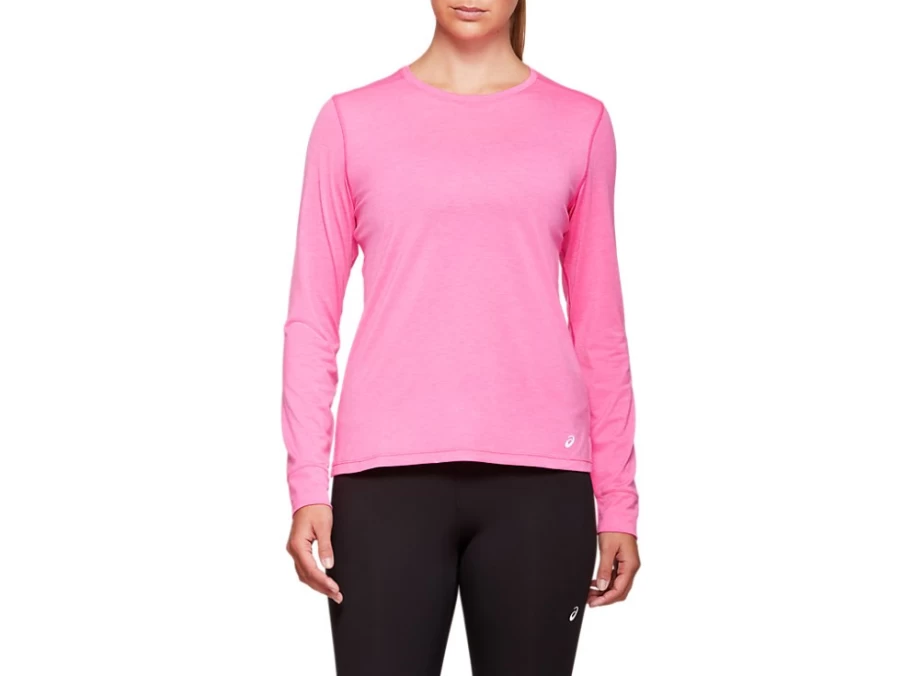 ASICS Women's DORAI Long Sleeve Top - Pink Glo Heather Athletic Shirt