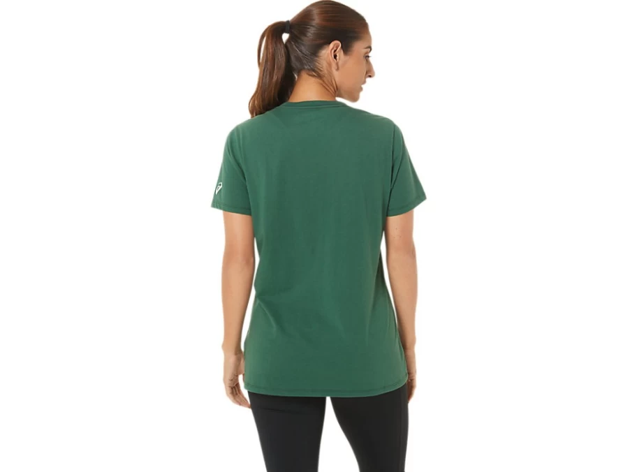 ASICS Women's Hunter Green Heather Vintage 1977 V-Neck Short Sleeve T-Shirt