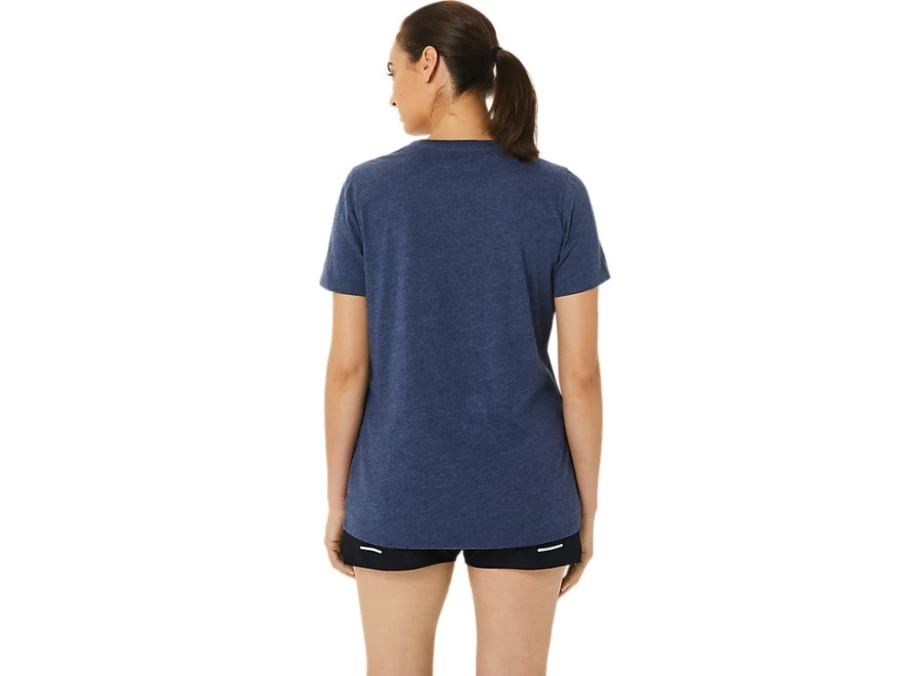 ASICS Women's Peacoat Heather Vintage 1977 V-Neck Short Sleeve T-Shirt
