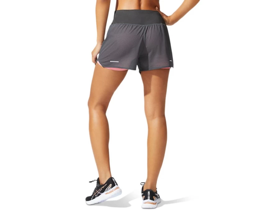 ASICS Women's Graphite Grey/Peach Petal Ventilate 2-in-1 3.5 Inch Running Shorts