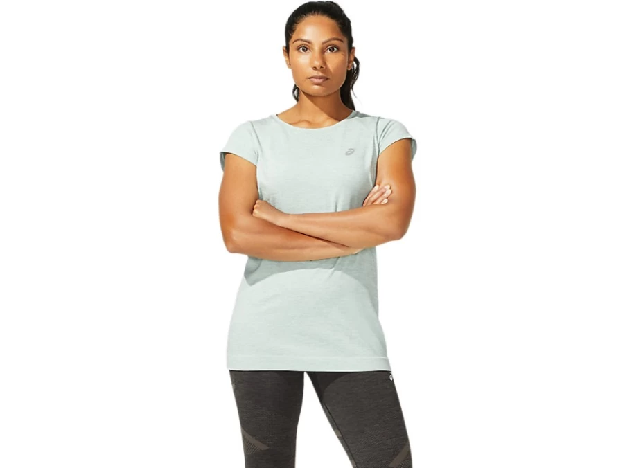 ASICS Women's Slate Grey Seamless Race Running Top Short Sleeve Shirt