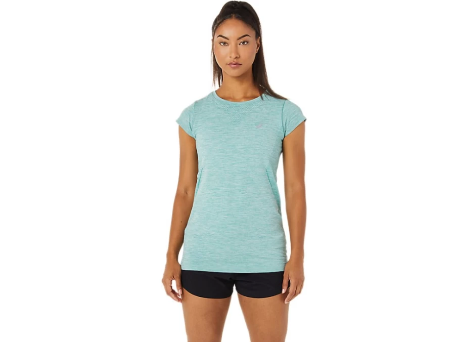 ASICS Women's Sage Green Race Seamless Short Sleeve Top