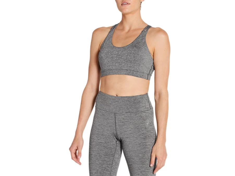 ASICS Women's Dark Grey Heather Crossback Sports Bra 2.0 - Supportive Workout Top