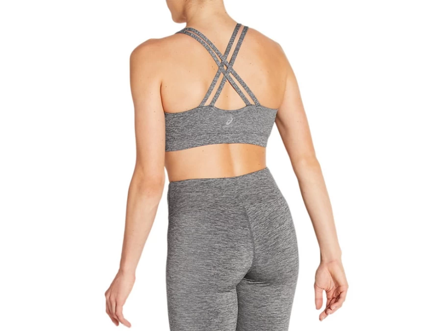 ASICS Women's Dark Grey Heather Crossback Sports Bra 2.0 - Supportive Workout Top