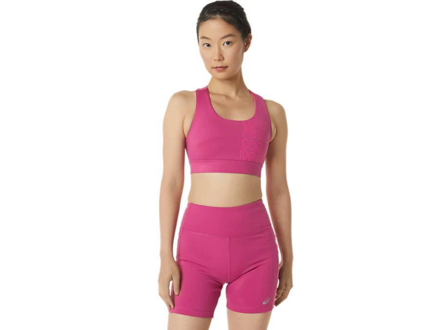 ASICS Women's PR LYTE Bra - Fuchsia Red/Pink Glo - Lightweight Support Running Sports Bra