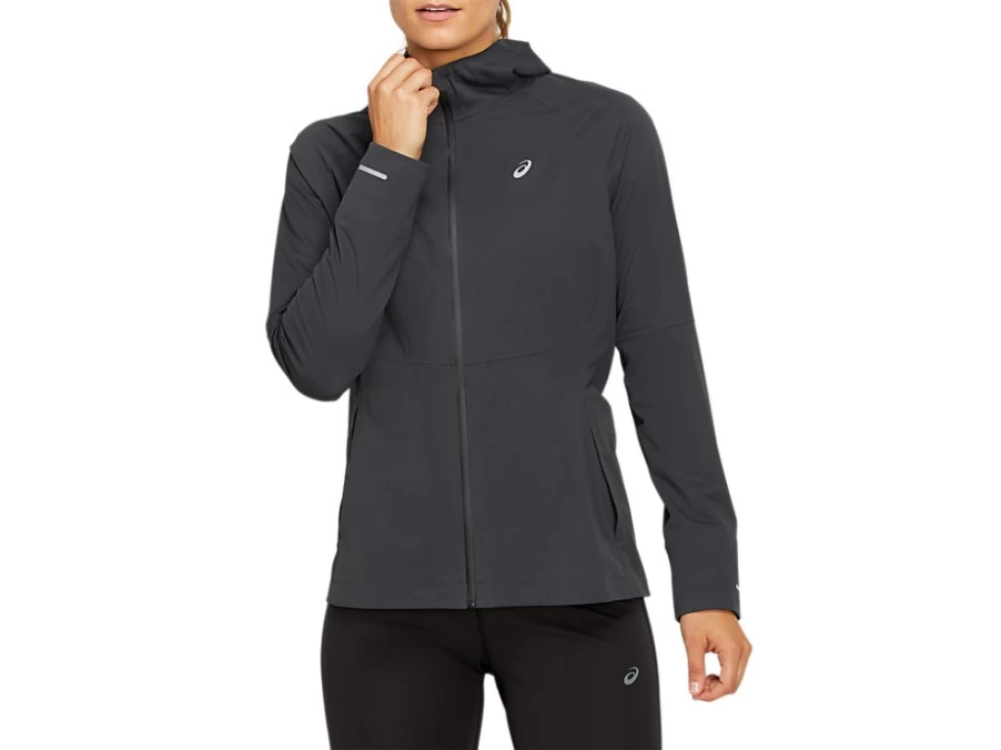 ASICS Women's Accelerate Jacket in Graphite Grey - Lightweight Running & Training Windbreaker