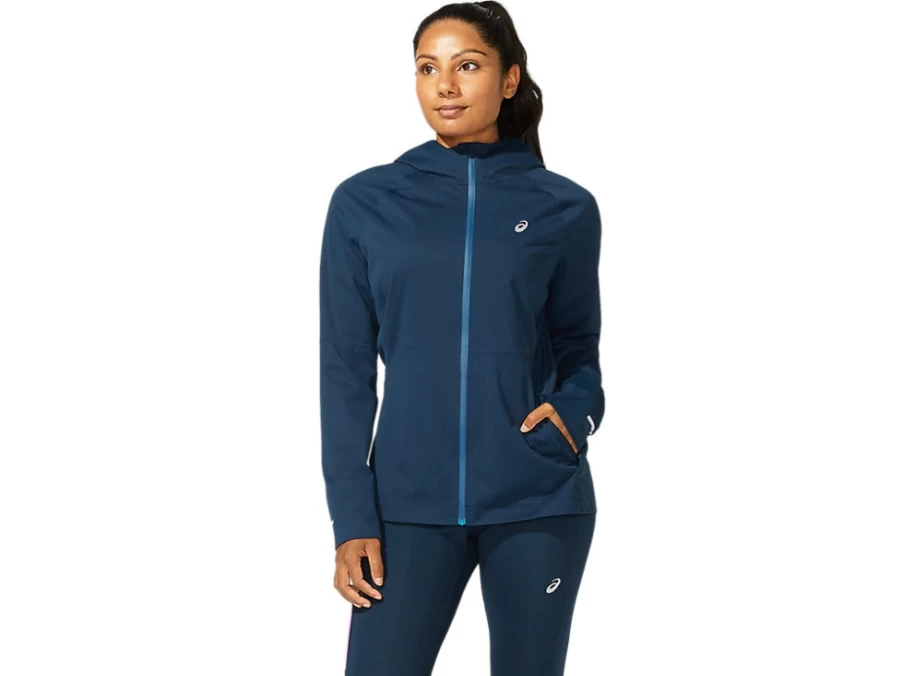 ASICS Women's Accelerate Jacket in French Blue - Lightweight Running Windbreaker