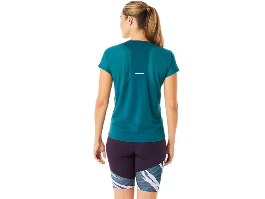 ASICS Women's Velvet Pine V-Neck Short Sleeve Casual Top