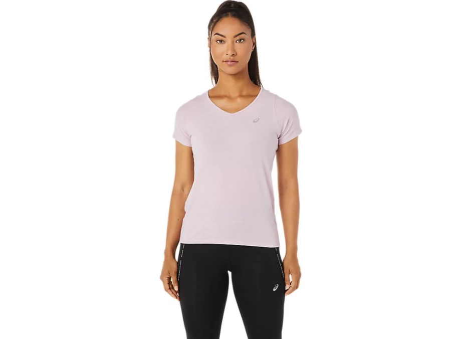 ASICS Women's Barely Rose V-Neck Short Sleeve Casual Top