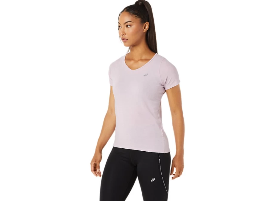 ASICS Women's Barely Rose V-Neck Short Sleeve Casual Top