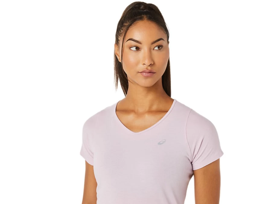 ASICS Women's Barely Rose V-Neck Short Sleeve Casual Top