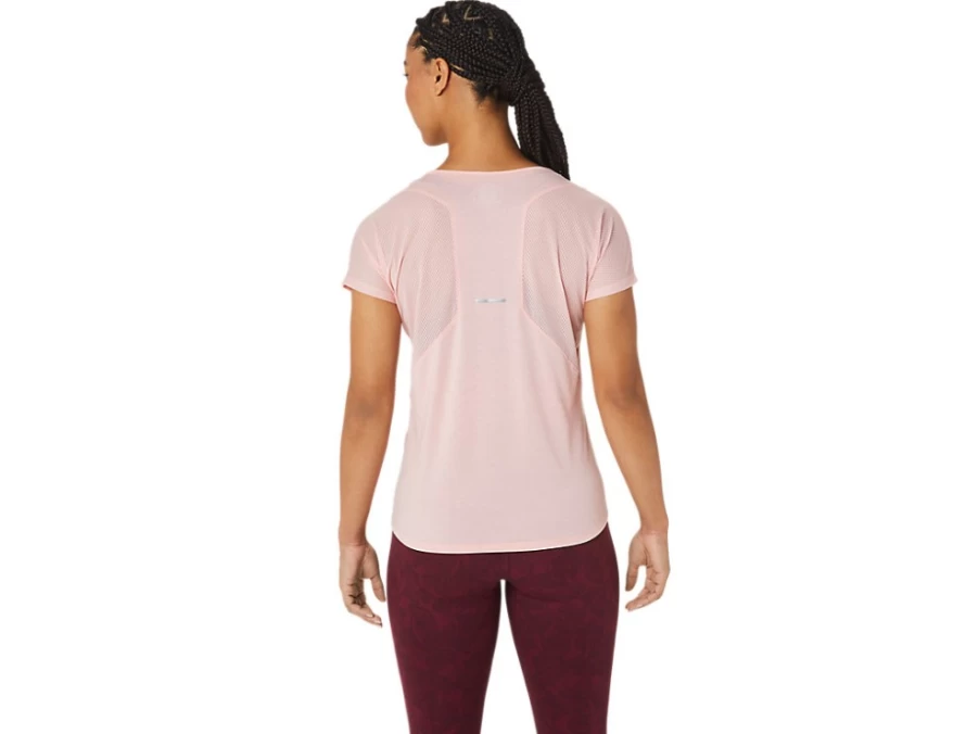 ASICS Women's V-Neck Short Sleeve T-Shirt in Frosted Rose - Breathable Casual Top