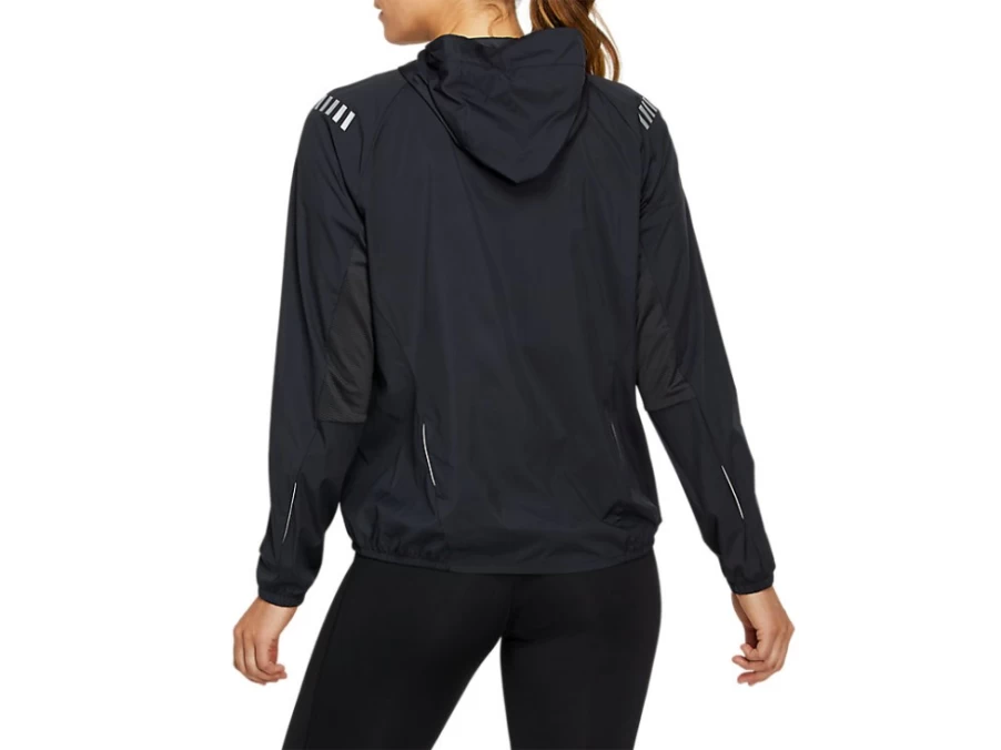 ASICS Women's Lite-Show Running Jacket - Performance Black/Graphite Grey - Lightweight Reflective Windbreaker