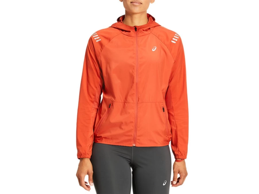 ASICS Women's Lite-Show Jacket in Spice Latte/Graphite Grey - Lightweight Reflective Running Jacket