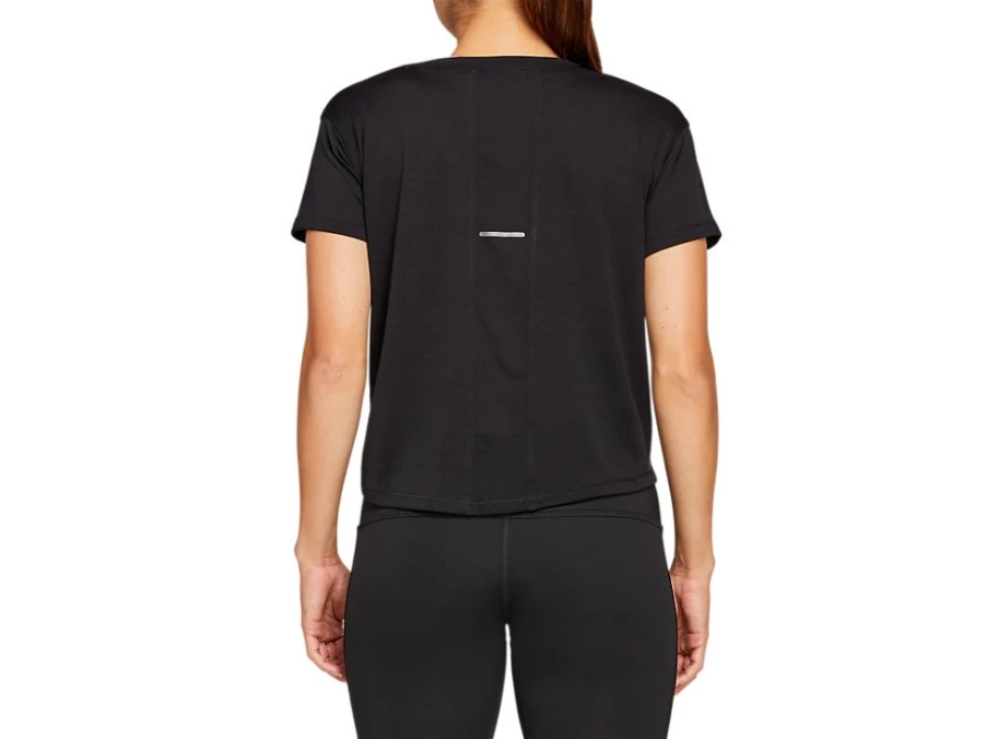 ASICS Women's Performance Black Race Crop Short Sleeve Running Top