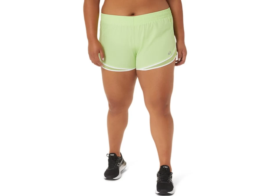 ASICS Women's PR Lyte 2.5 Inch Running Shorts in Lime Green & Brilliant White
